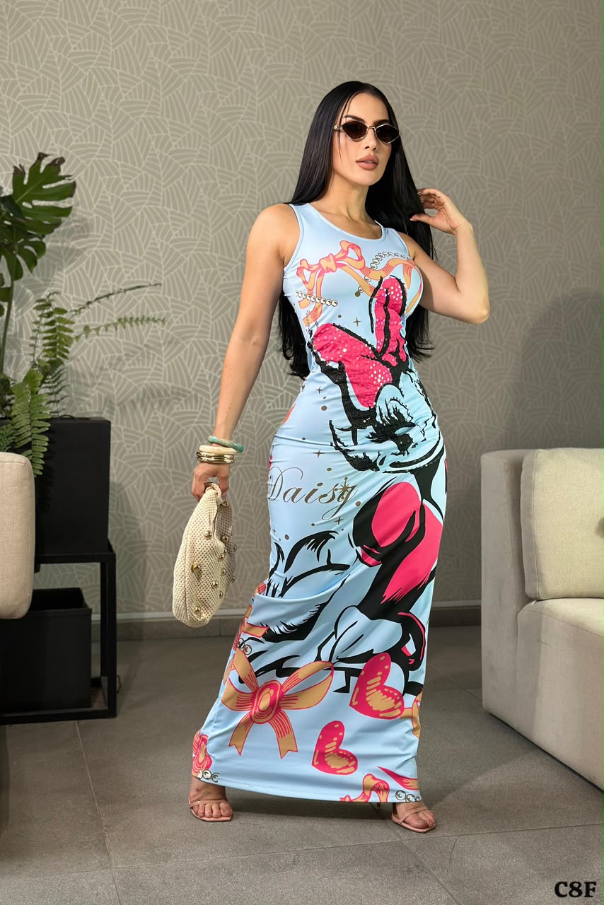 Vestido con Pedrería - Celeste